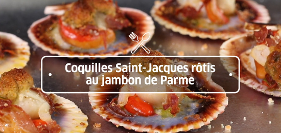 St Jacques rôtis au jambon de Parme